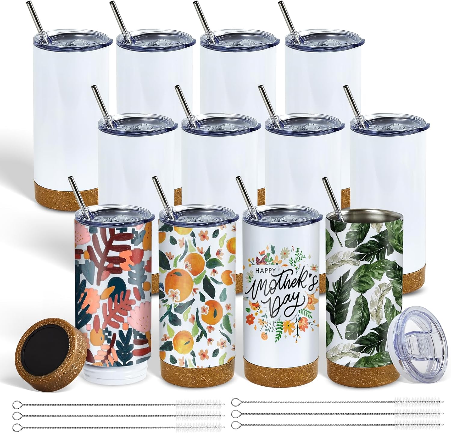 PlanetFlame 17 oz insulated sublimation tumblers, 12-pack white